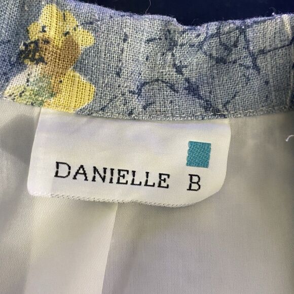 90s Y2K Danielle B Blue Woman 10 Floral Blazer Rayon Flax Cottagecore Career Art - Picture 8 of 10